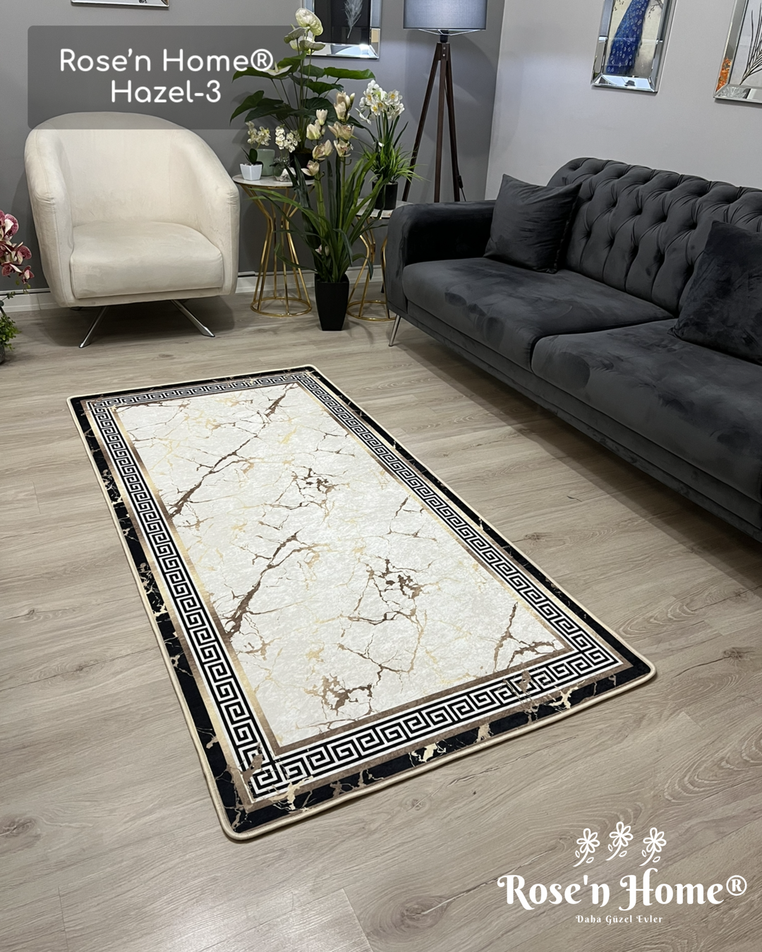 HAZEL-3 - %100 Pamuk Dokuma Taban Makinede Yıkanabilir Kaymaz Halı