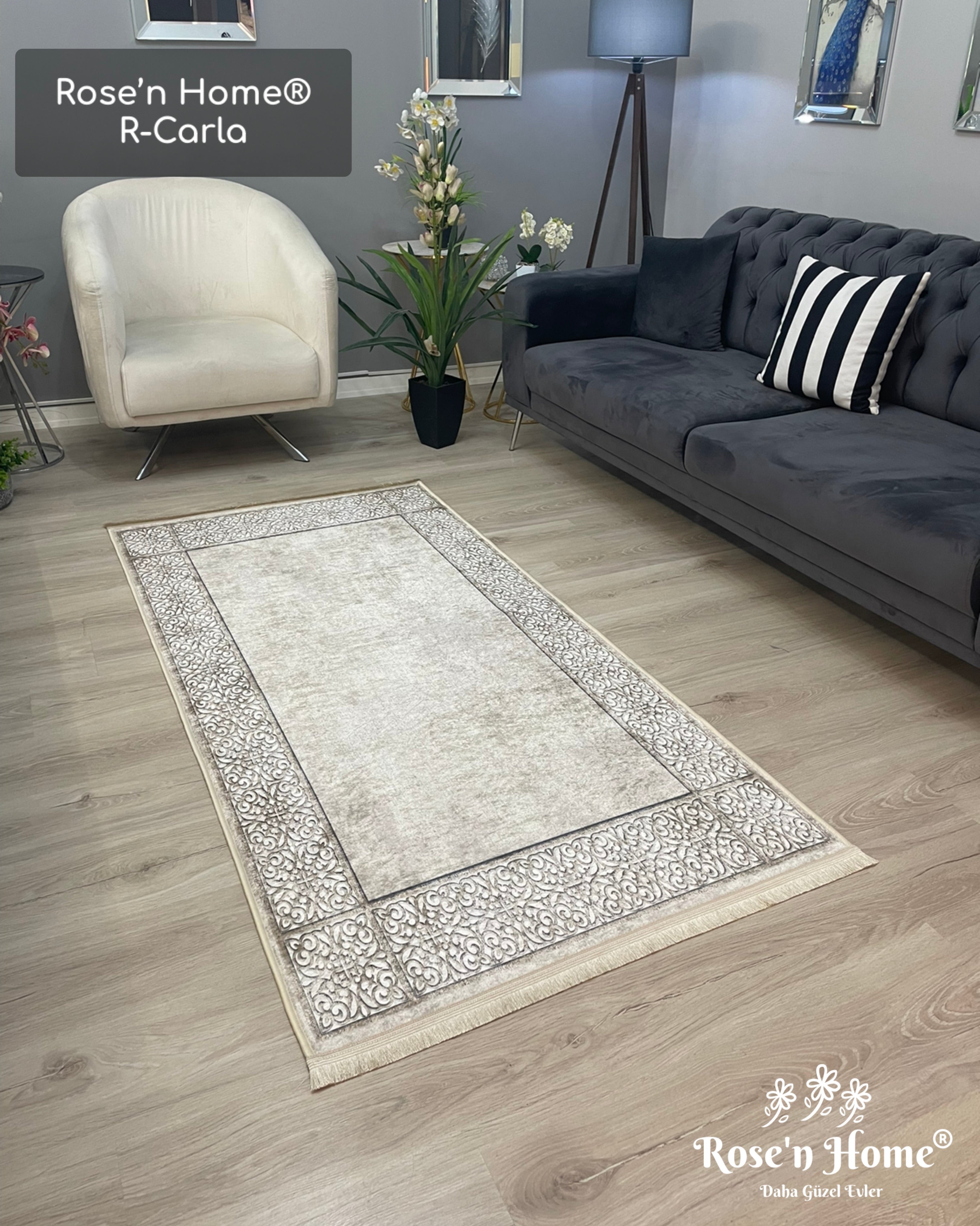 R-CARLA - %100 Pamuk Dokuma Taban Makinede Yıkanabilir Kaymaz Halı