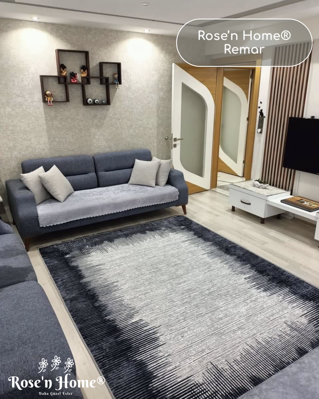 REMAR - %100 Pamuk Dokuma Taban Makinede Yıkanabilir Kaymaz Halı