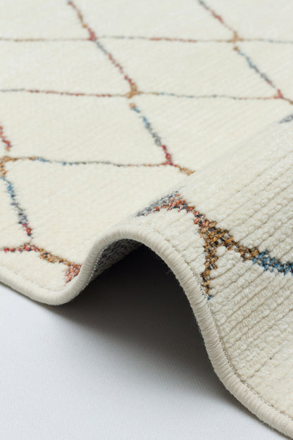 ŞÖNİL MODERN Kaymaz Taban İskandinav Desenli Salon Koridor Mutfak Şönil Kilim Dokuma Halı-KREM