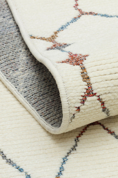 ŞÖNİL MODERN Kaymaz Taban İskandinav Desenli Salon Koridor Mutfak Şönil Kilim Dokuma Halı-KREM