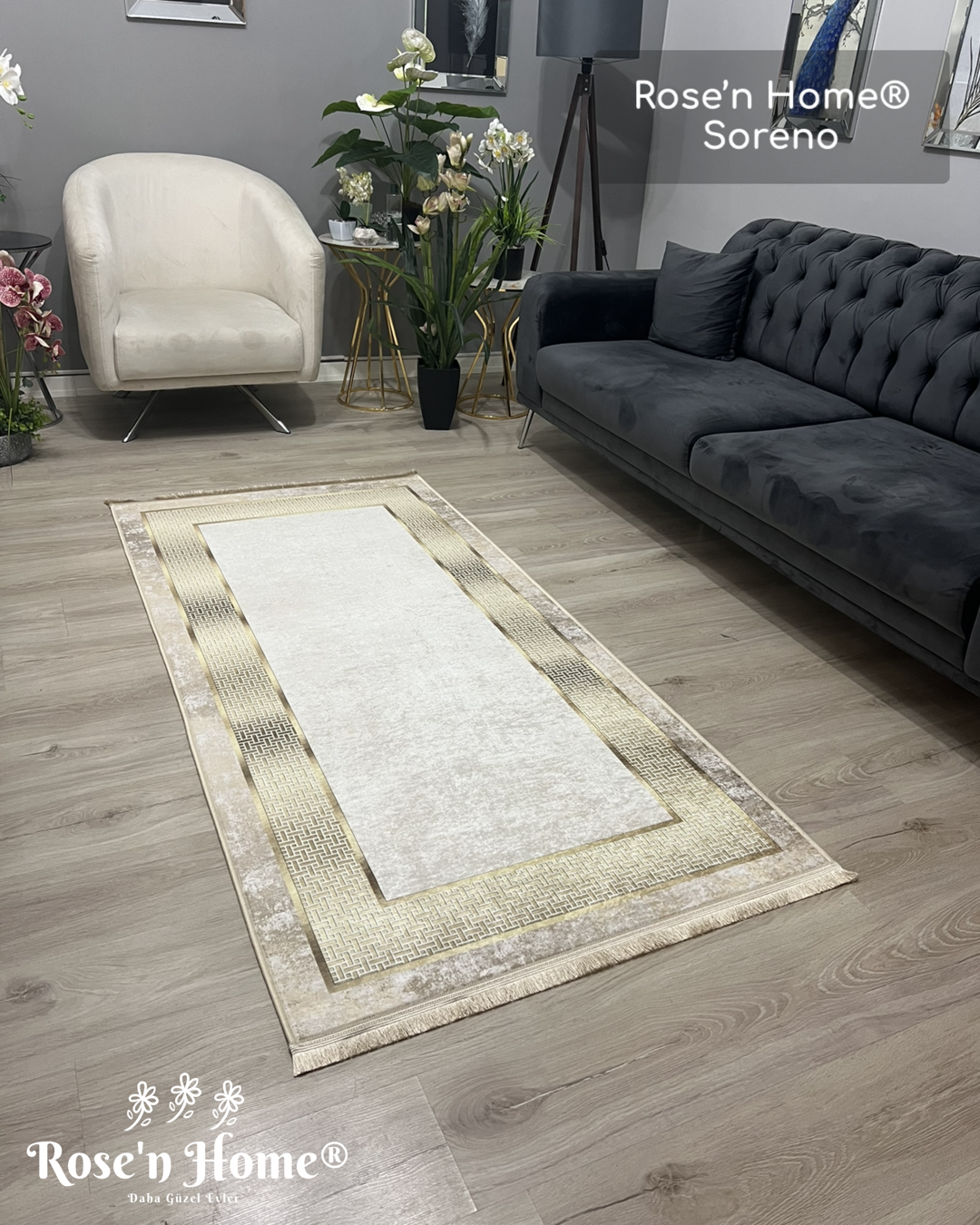 SORENO - %100 Pamuk Dokuma Taban Makinede Yıkanabilir Kaymaz Halı