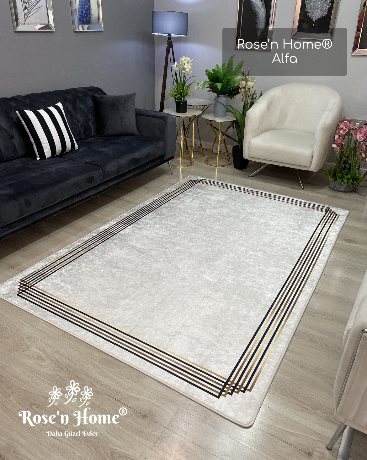 ALFA - %100 Pamuk Dokuma Taban Makinede Yıkanabilir Kaymaz Halı