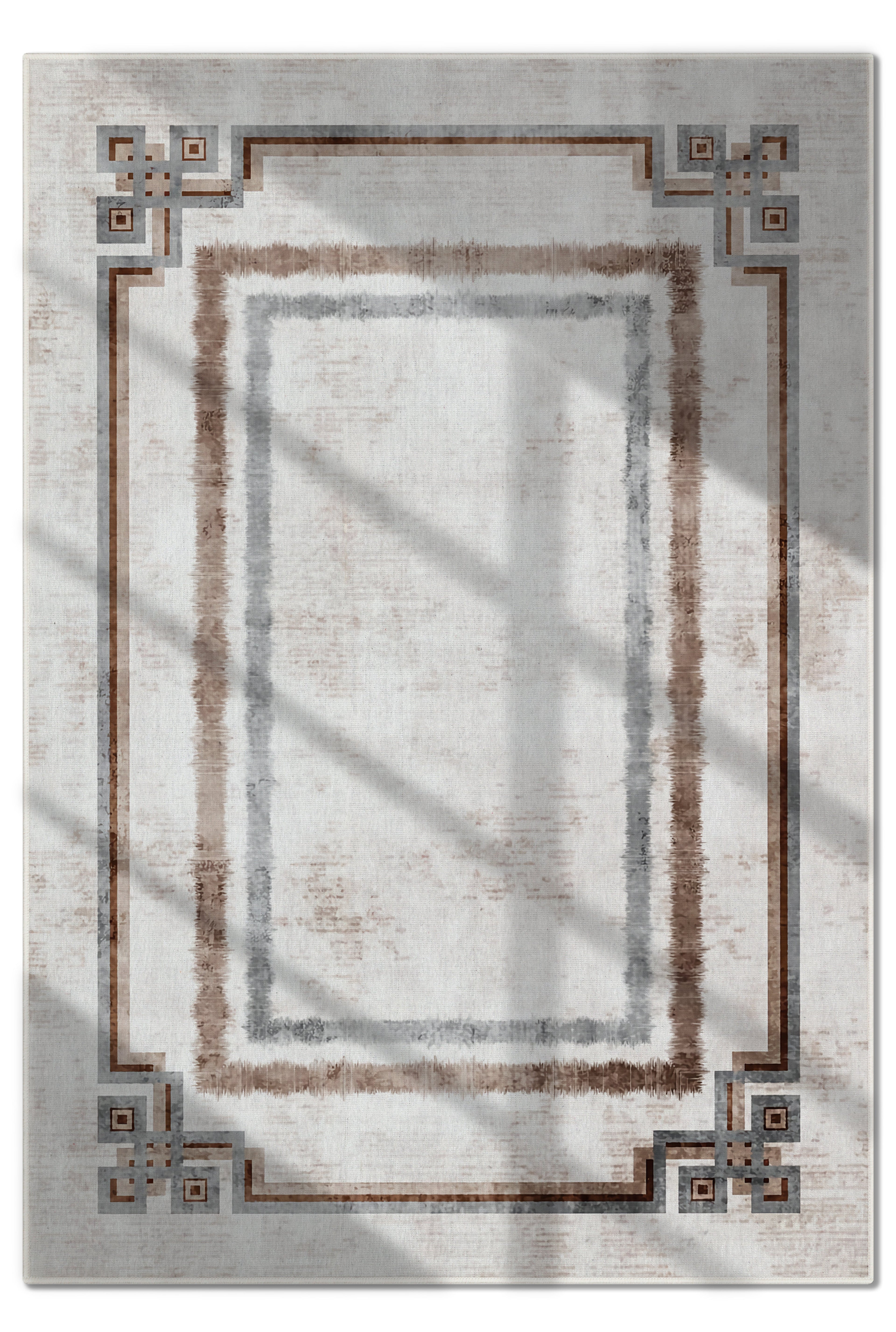 Arte M223-00 Çerçeveli Çizgili Dekoratif Dokuma Halı