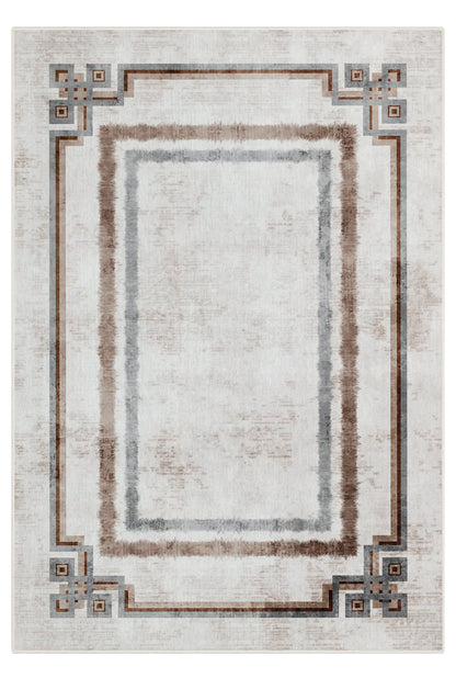 Arte M223-00 Çerçeveli Çizgili Dekoratif Dokuma Halı