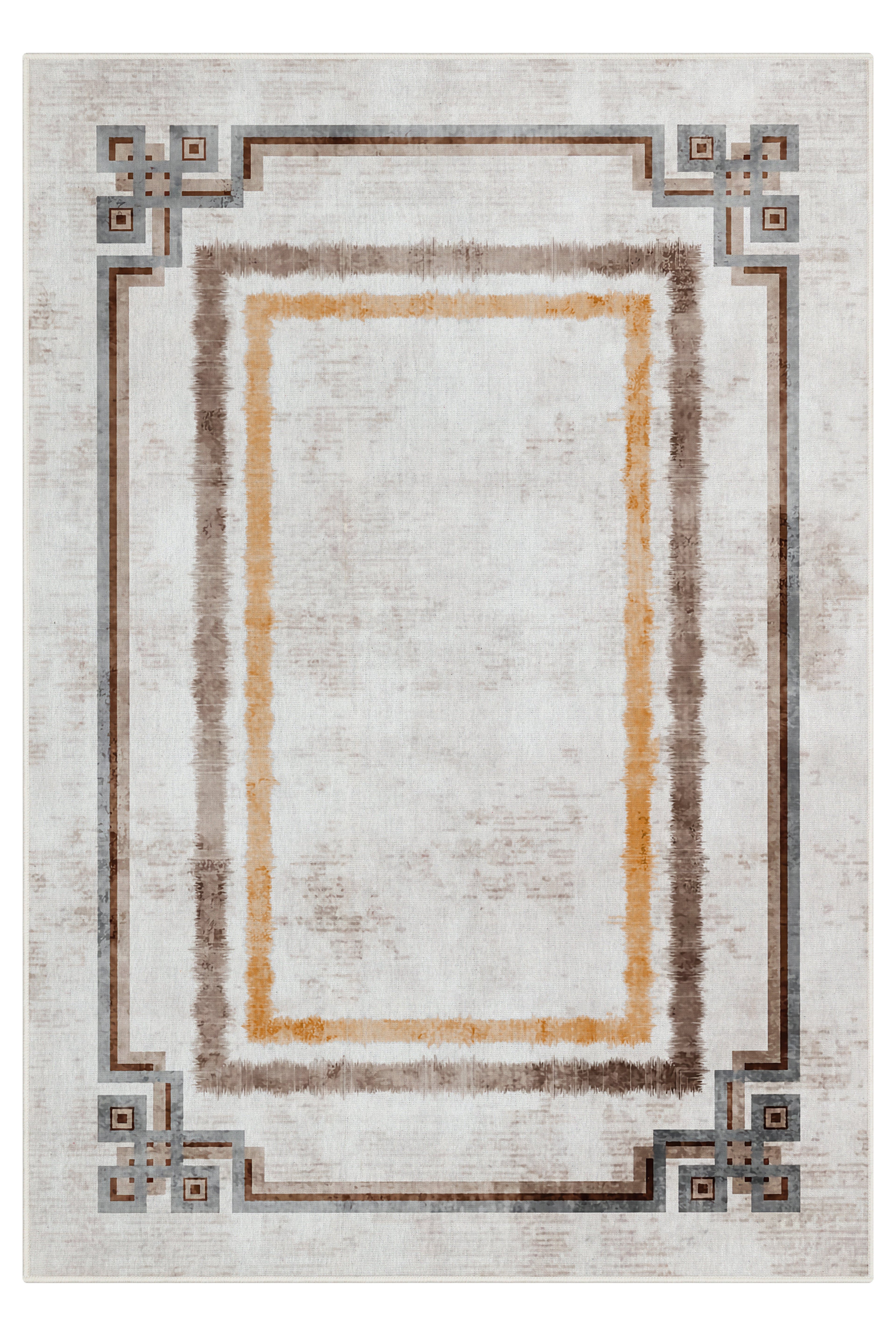 Arte M223-01 Çerçeveli Çizgili Dekoratif Dokuma Halı