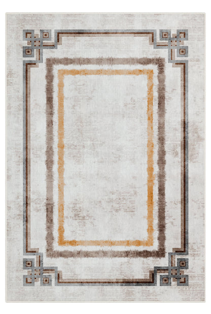 Arte M223-01 Çerçeveli Çizgili Dekoratif Dokuma Halı