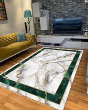 MARBLE NEW YEŞİL - %100 Pamuk Dokuma Taban Makinede Yıkanabilir Kaymaz Halı