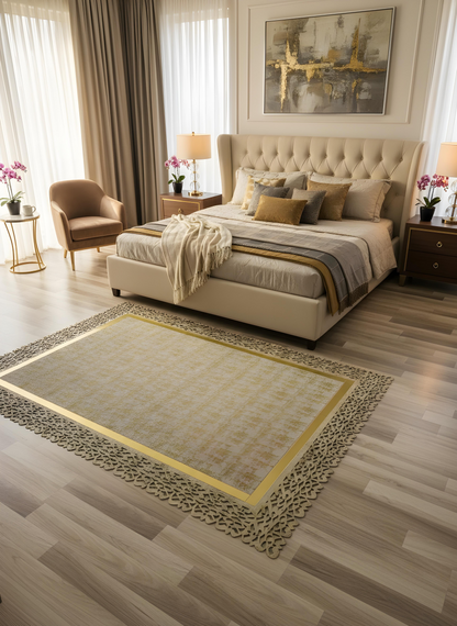 Royal Serisi Margo - El İşçiliği ile Üretilmiş Varaklı Deri Dekoratif Halı