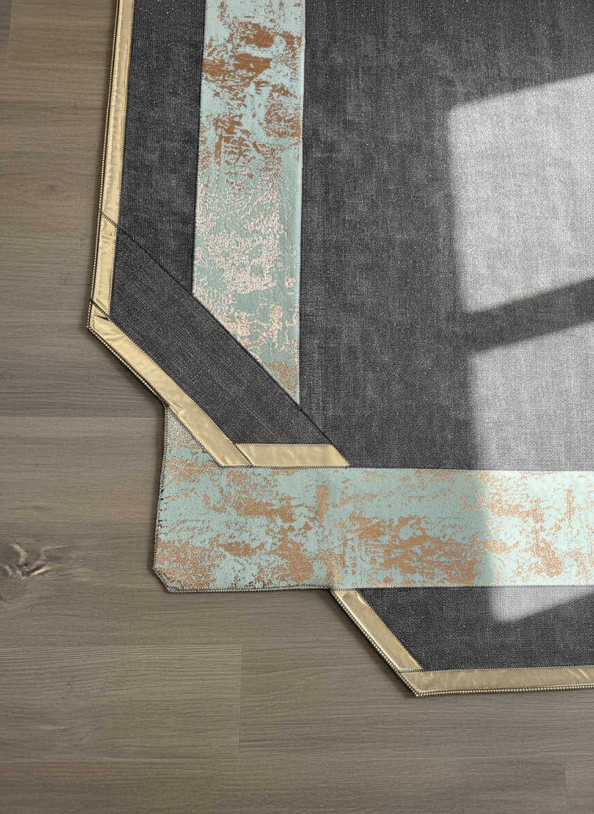 Royal Serisi Mehtap - El İşçiliği ile Üretilmiş Varaklı Deri Dekoratif Halı