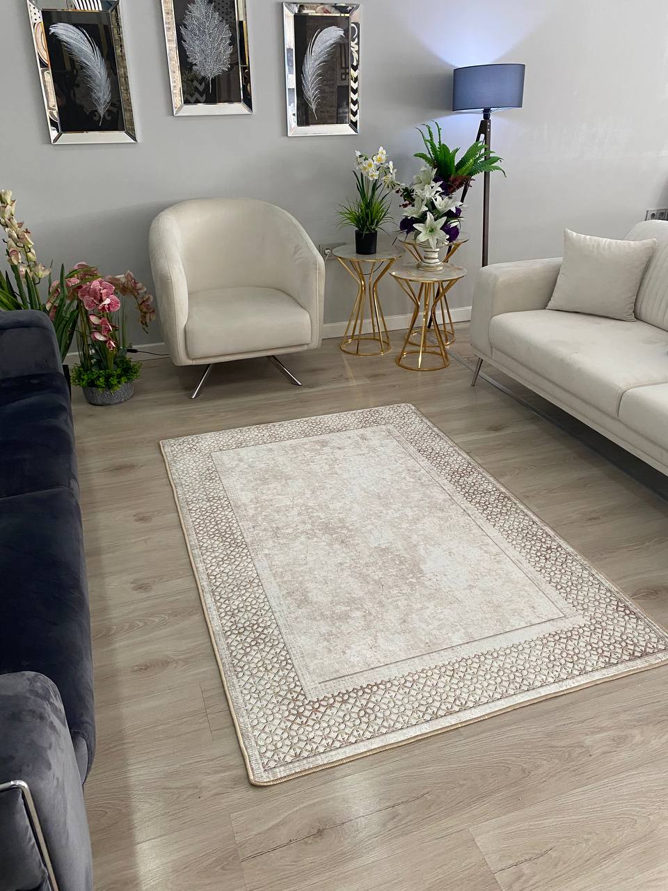 MENARİ - %100 Pamuk Dokuma Taban Makinede Yıkanabilir Kaymaz Halı