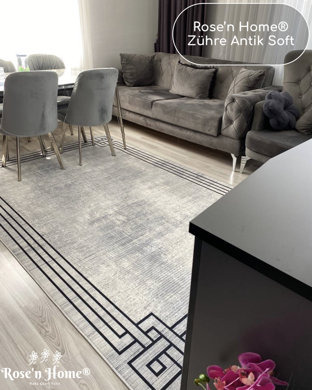 ZÜHRE ANTİK SOFT - %100 Pamuk Dokuma Taban Makinede Yıkanabilir Kaymaz Halı
