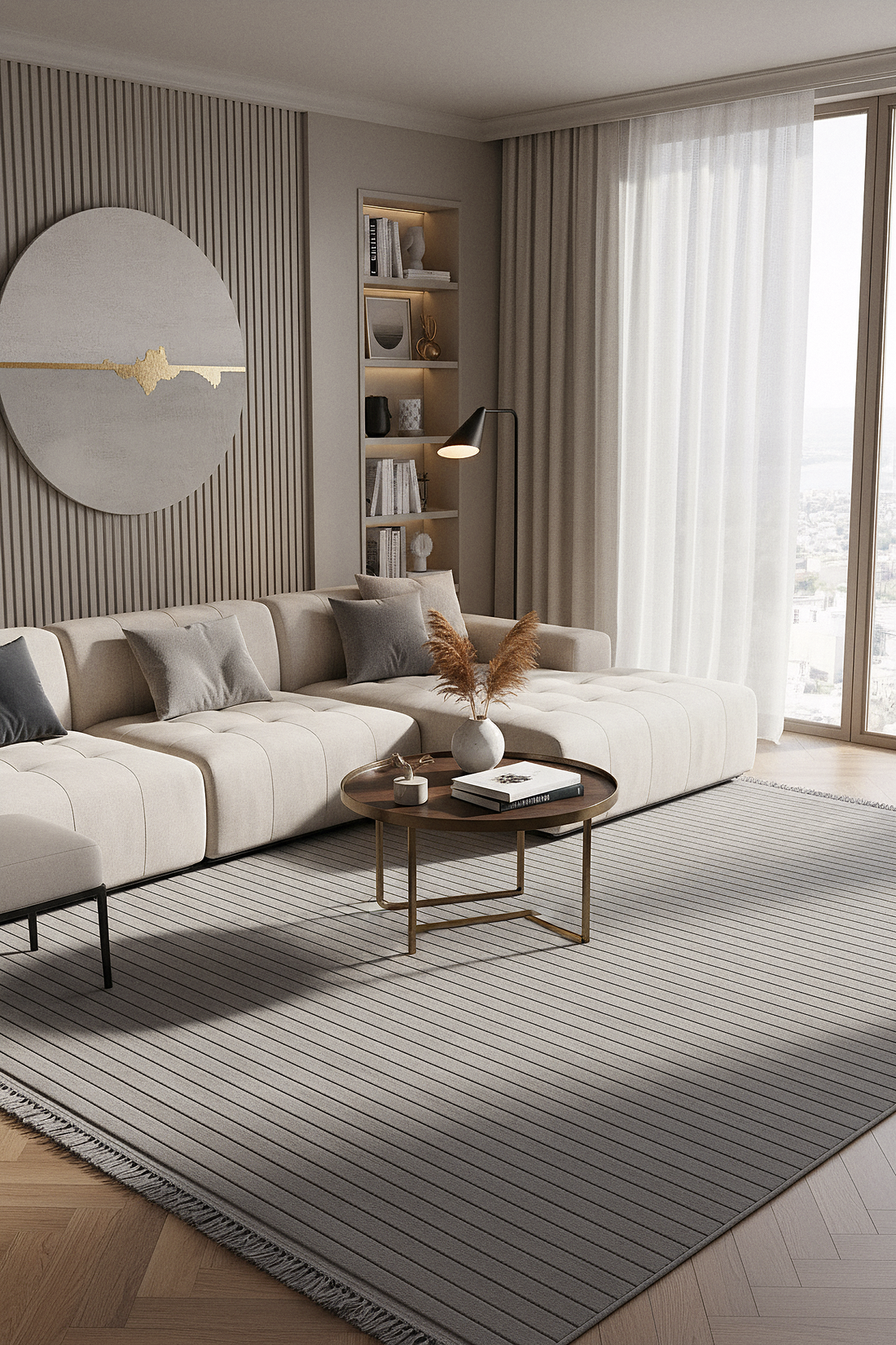 MİLAS T-JP55 ANTRASİT Kabartmalı Modern Geometrik Desenli Salon Koridor Mutfak Halısı
