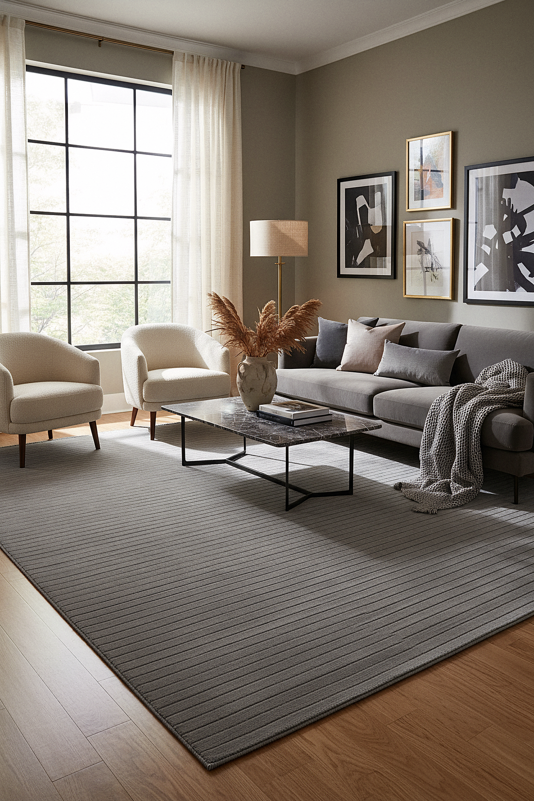 MİLAS T-JP55 ANTRASİT Kabartmalı Modern Geometrik Desenli Salon Koridor Mutfak Halısı