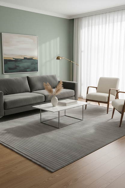 MİLAS T-JP55 ANTRASİT Kabartmalı Modern Geometrik Desenli Salon Koridor Mutfak Halısı