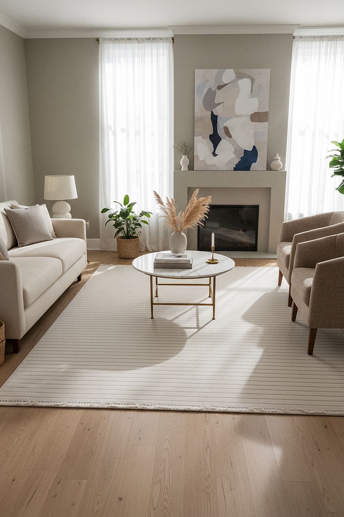 MİLAS T-JP55 BEJ Kabartmalı Modern Geometrik Desenli Salon Koridor Mutfak Halısı