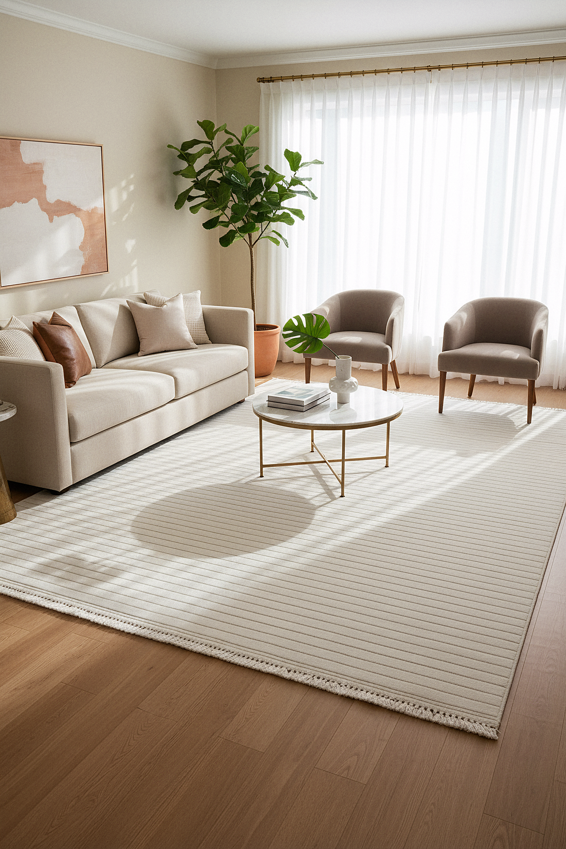 MİLAS T-JP55 KREM Kabartmalı Modern Geometrik Desenli Salon Koridor Mutfak Halısı