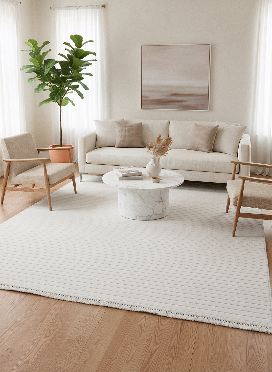 MİLAS T-JP55 KREM Kabartmalı Modern Geometrik Desenli Salon Koridor Mutfak Halısı