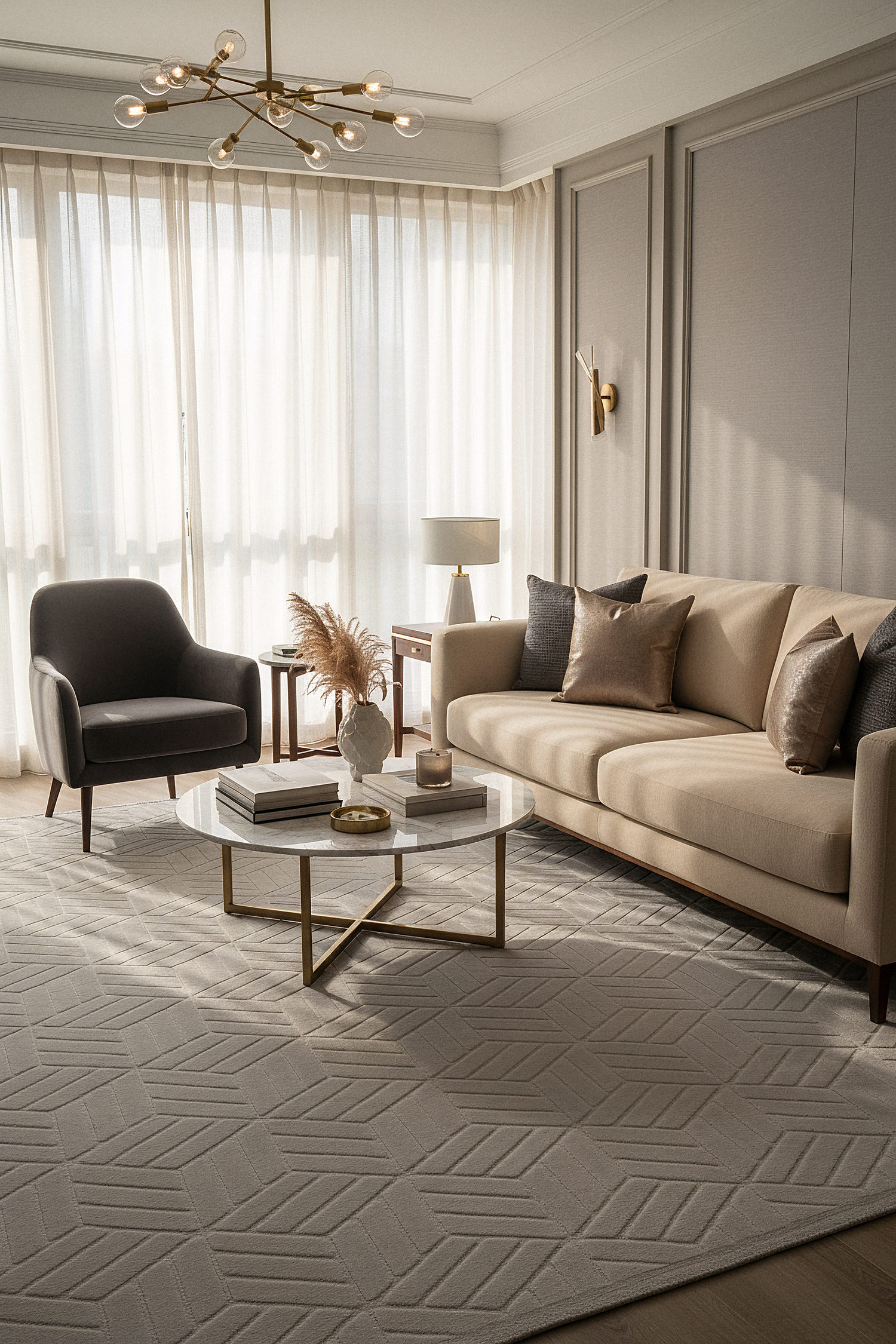 MİLAS T-LO67 GRİ Kabartmalı Modern Geometrik Desenli Salon Koridor Mutfak Halısı