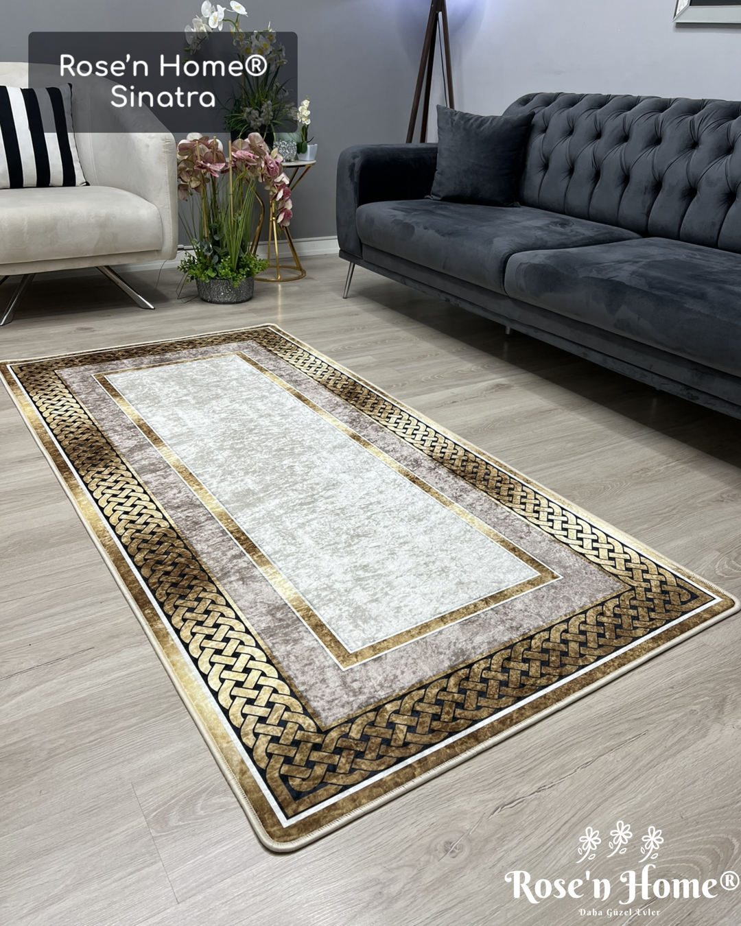 SİNATRA GOLD - %100 Pamuk Dokuma Taban Makinede Yıkanabilir Kaymaz Halı