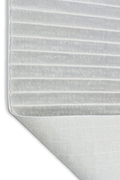 MİLANO E102 GRİ Modern Çerçeve Desenli Yumuşak Salon Koridor Mutfak Makine Dokuma Halısı-KP