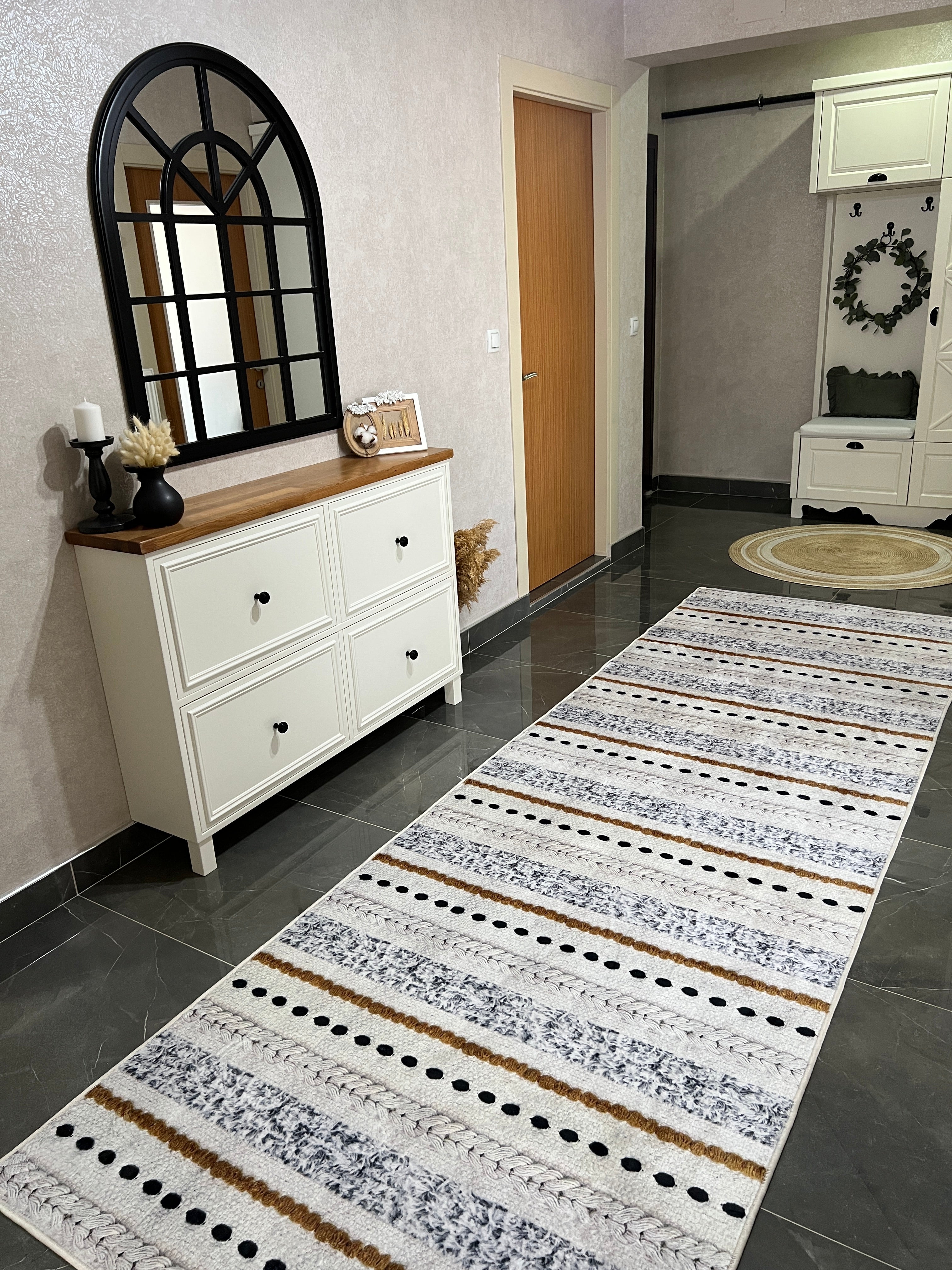 NİSAN - %100 Pamuk Dokuma Taban Makinede Yıkanabilir Kaymaz Halı