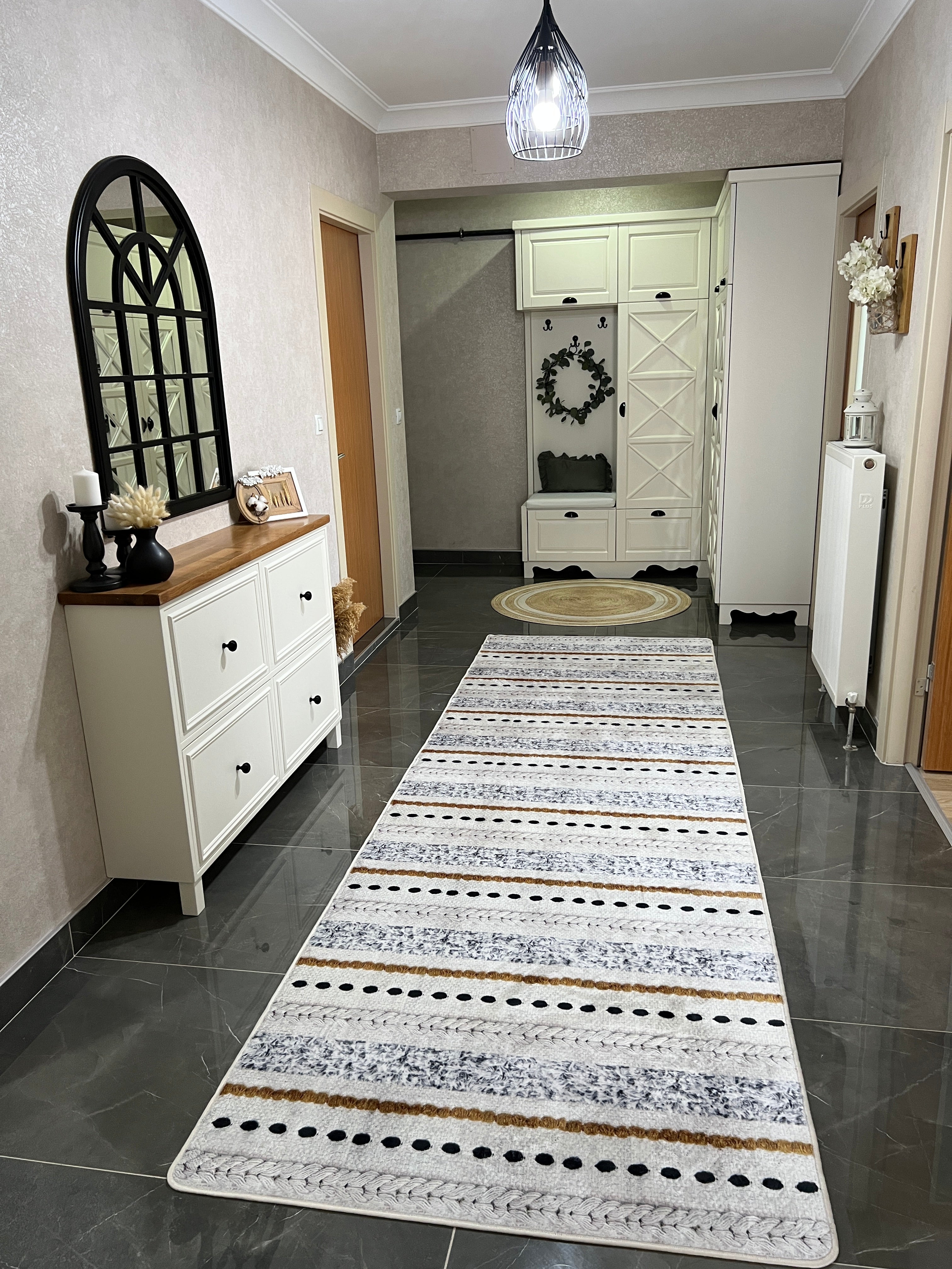 NİSAN - %100 Pamuk Dokuma Taban Makinede Yıkanabilir Kaymaz Halı