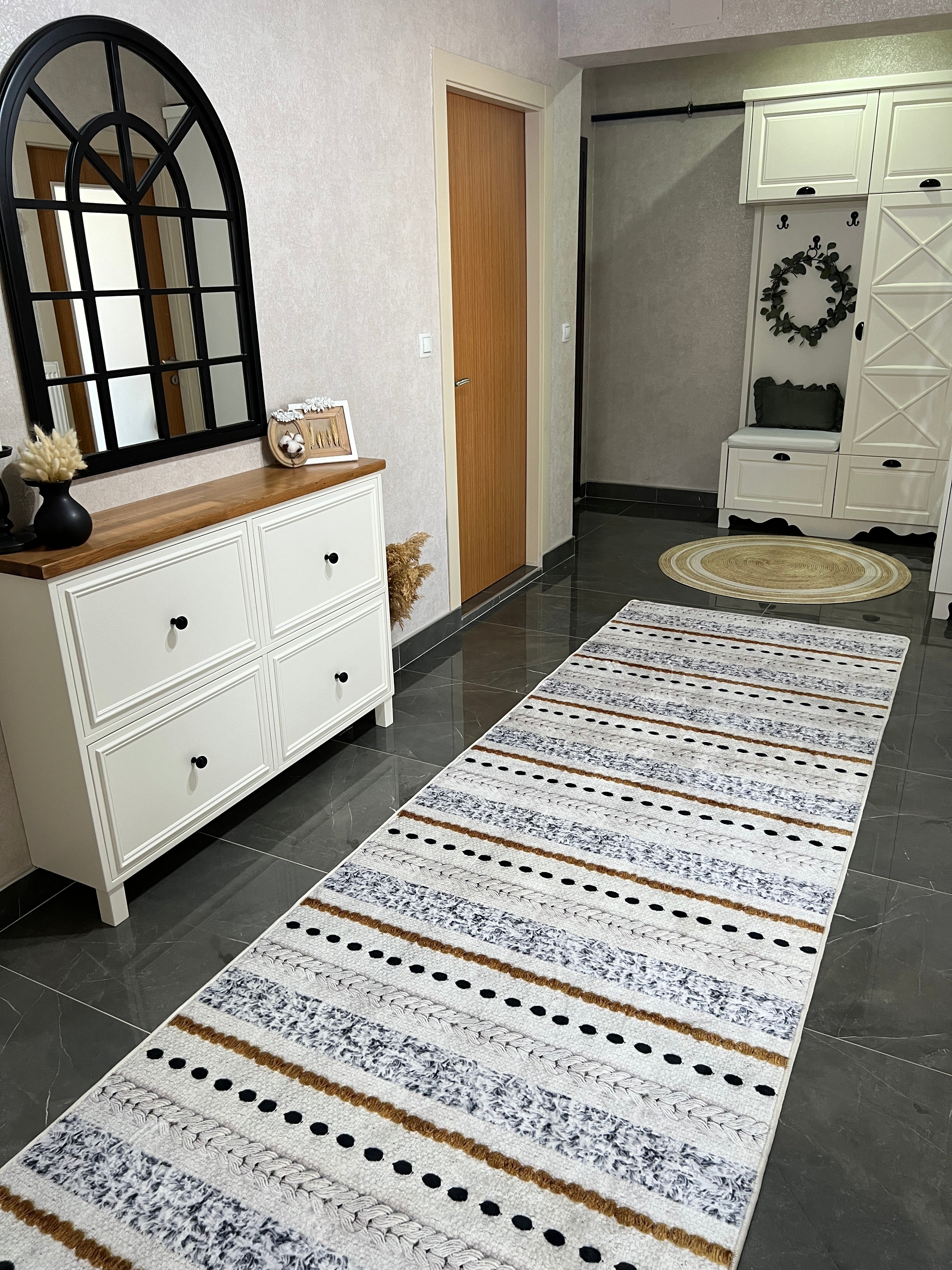 NİSAN - %100 Pamuk Dokuma Taban Makinede Yıkanabilir Kaymaz Halı