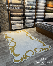 MELODİ GOLD - %100 Pamuk Dokuma Taban Makinede Yıkanabilir Kaymaz Halı