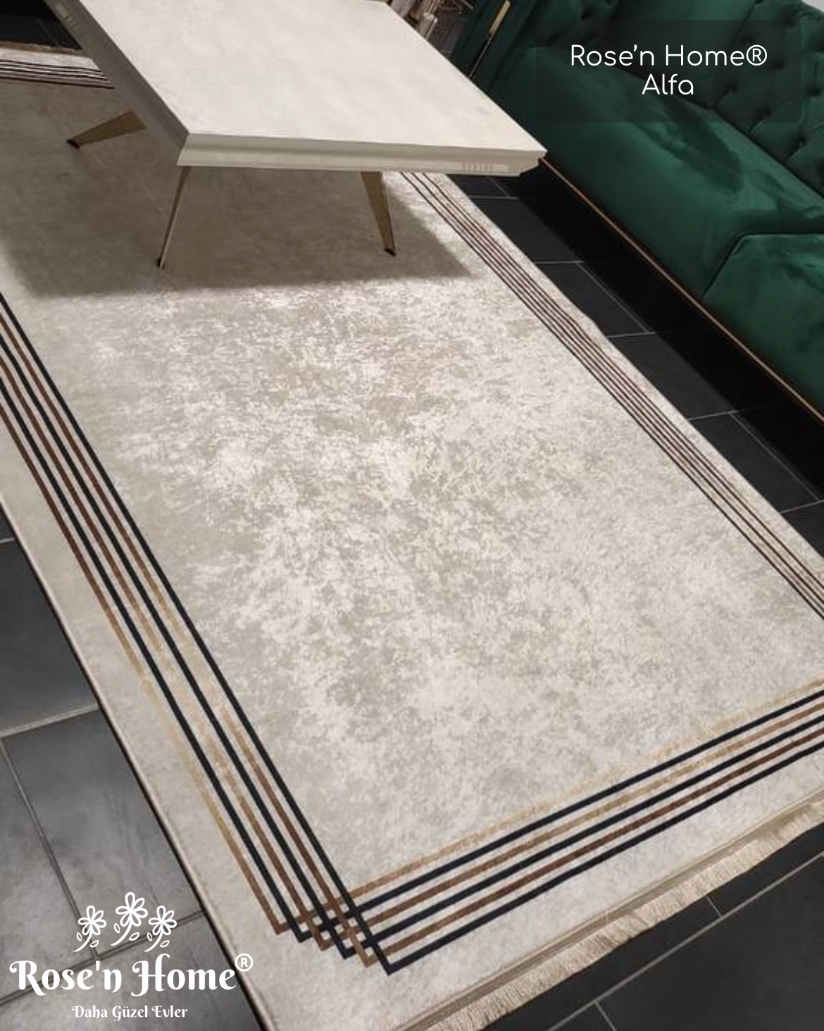ALFA - %100 Pamuk Dokuma Taban Makinede Yıkanabilir Kaymaz Halı