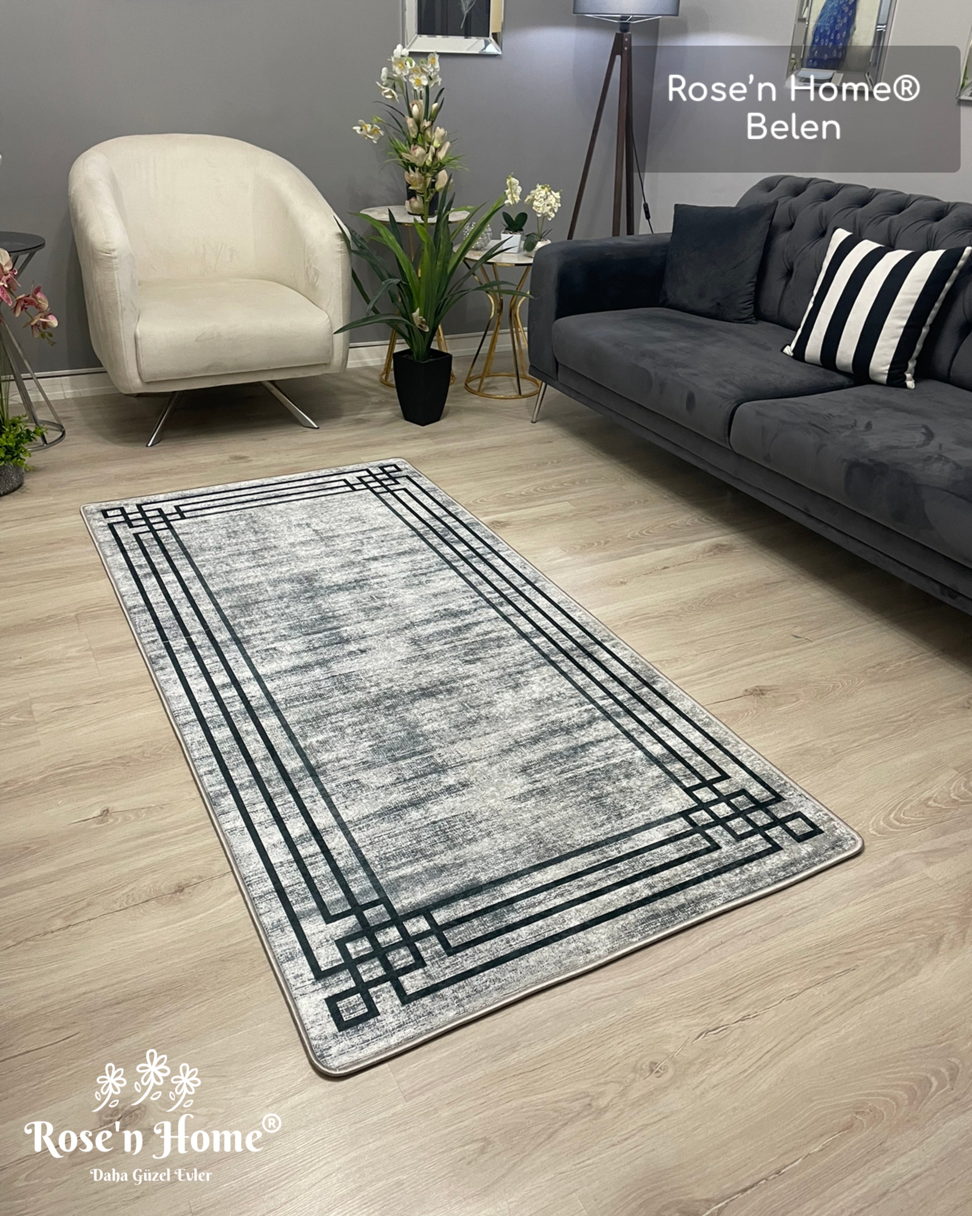BELEN - %100 Pamuk Dokuma Taban Makinede Yıkanabilir Kaymaz Halı