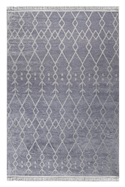 ŞÖNİL MODERN - GRİ Kaymaz Taban İskandinav Desenli Salon Koridor Mutfak Şönil Kilim Dokuma Halı