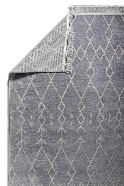 ŞÖNİL MODERN - GRİ Kaymaz Taban İskandinav Desenli Salon Koridor Mutfak Şönil Kilim Dokuma Halı