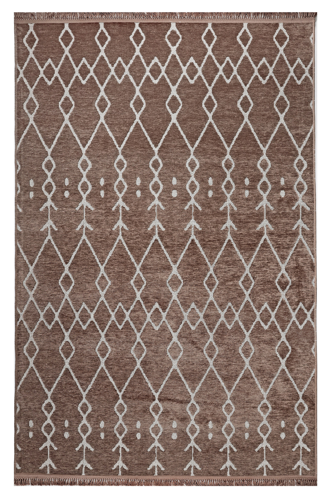 ŞÖNİL MODERN - KAHVE Kaymaz Taban İskandinav Desenli Salon Koridor Mutfak Şönil Kilim Dokuma Halı