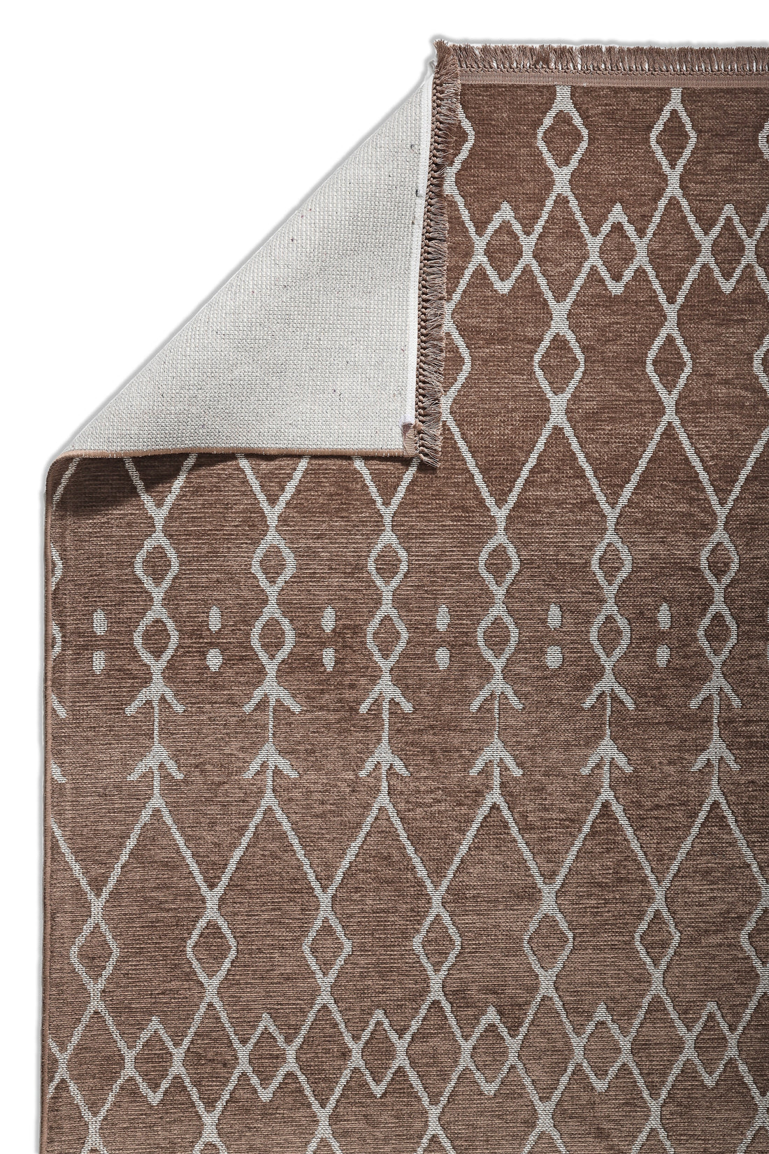 ŞÖNİL MODERN - KAHVE Kaymaz Taban İskandinav Desenli Salon Koridor Mutfak Şönil Kilim Dokuma Halı