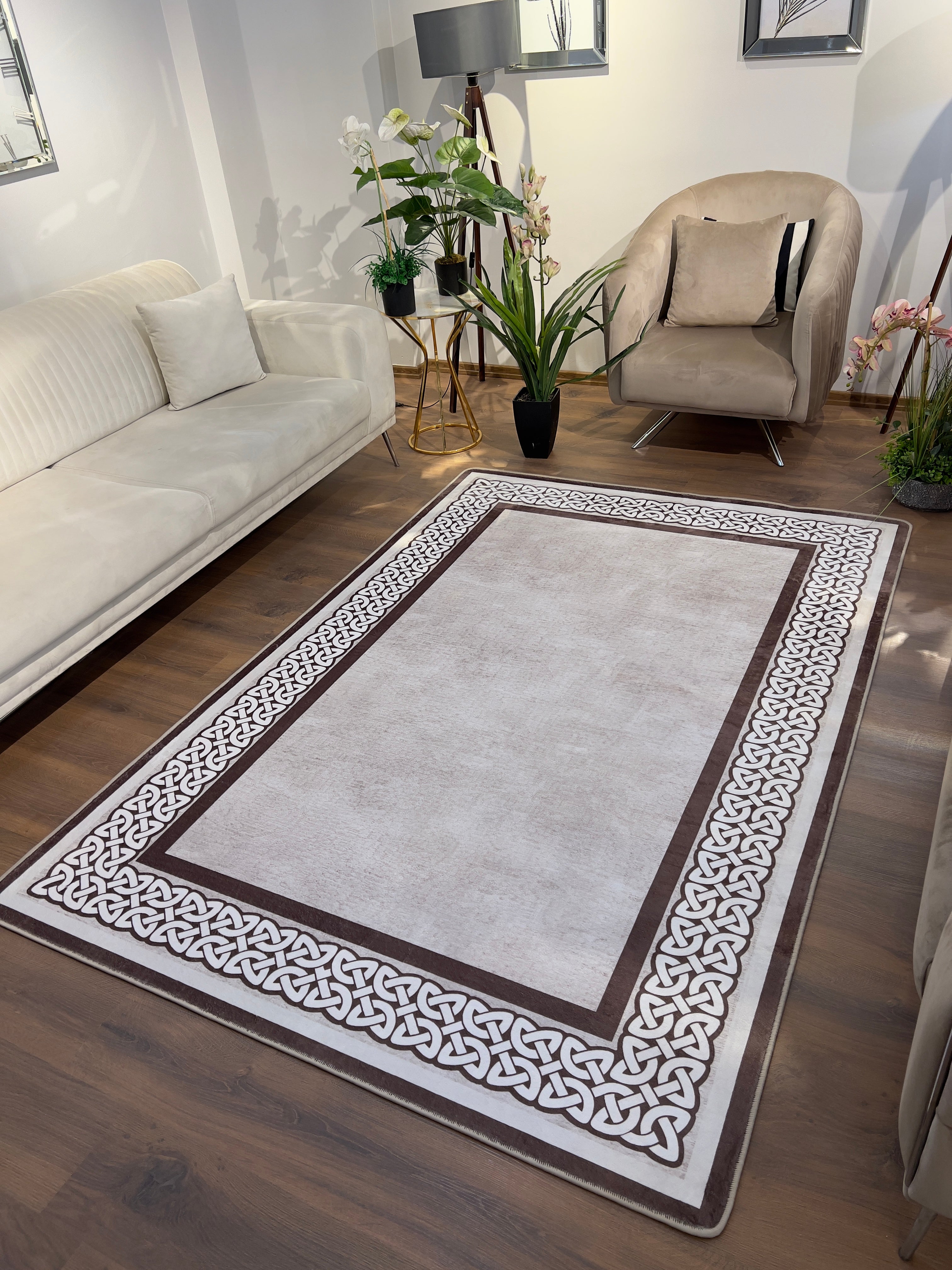 OLİVİA - %100 Pamuk Dokuma Taban Makinede Yıkanabilir Kaymaz Halı