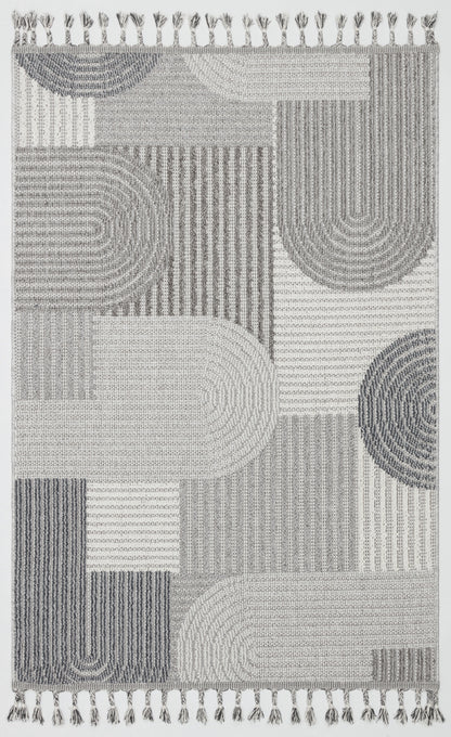 OSLO T-03 GRİ Yumuşak Bukle (Loop) Dokuma Geometrik Desenli Salon Mutfak Koridor Halısı