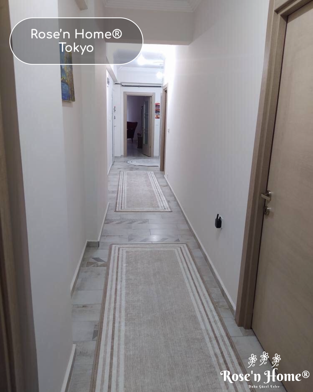 TOKYO - %100 Pamuk Dokuma Taban Makinede Yıkanabilir Kaymaz Halı