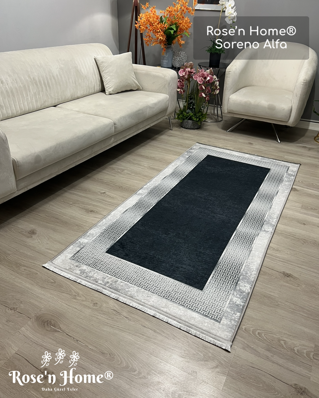 SORENO ALFA - %100 Pamuk Dokuma Taban Makinede Yıkanabilir Kaymaz Halı