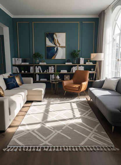 PALERMO A-11891 BEJ Sık Dokuma Modern Geometrik Desenli Salon Koridor Mutfak Halısı