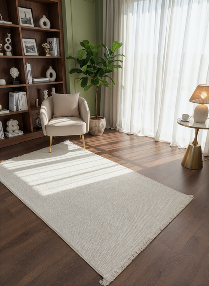 PALERMO C3-KREM Sık Dokuma Modern Geometrik Desenli Salon Koridor Mutfak Halısı