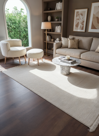 PALERMO C3-KREM Sık Dokuma Modern Geometrik Desenli Salon Koridor Mutfak Halısı