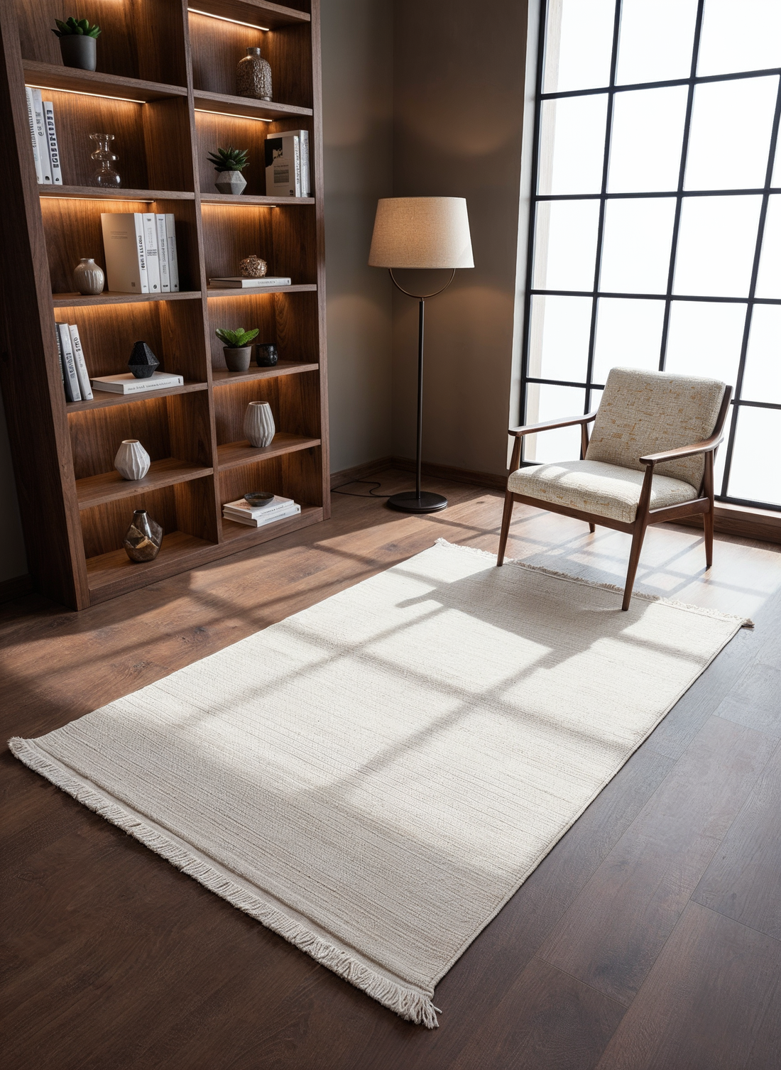 PALERMO C3-KREM Sık Dokuma Modern Geometrik Desenli Salon Koridor Mutfak Halısı