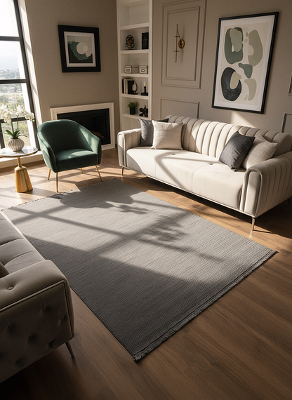 PALERMO C4-ANTRASİT Sık Dokuma Modern Geometrik Desenli Salon Koridor Mutfak Halısı