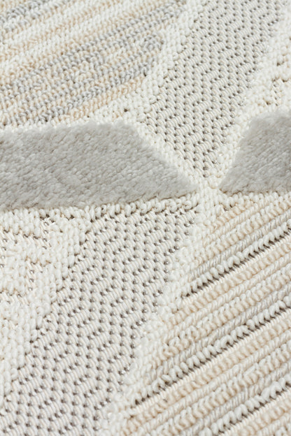 İCON T-PE01-KREM Modern Geometrik Desenli Salon Koridor Mutfak Halısı
