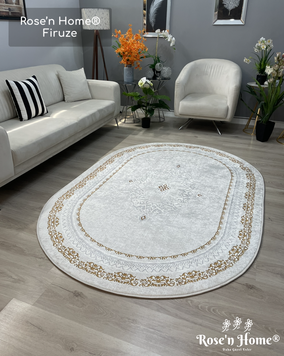 FİRUZE - %100 Pamuk Dokuma Taban Makinede Yıkanabilir Kaymaz Halı