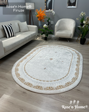 FİRUZE - %100 Pamuk Dokuma Taban Makinede Yıkanabilir Kaymaz Halı