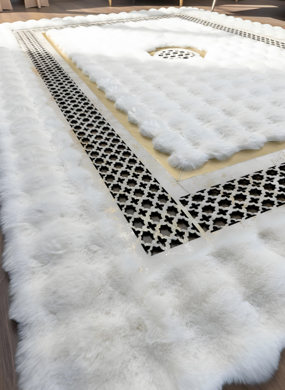 Royal Serisi Rüya - El İşçiliği ile Tavşan Post ve Varaklı Deri Dekoratif Halı