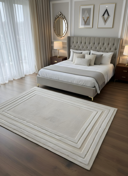 Royal Serisi Safir - El İşçiliği ile Tavşan Post ve Varaklı Deri Dekoratif Halı