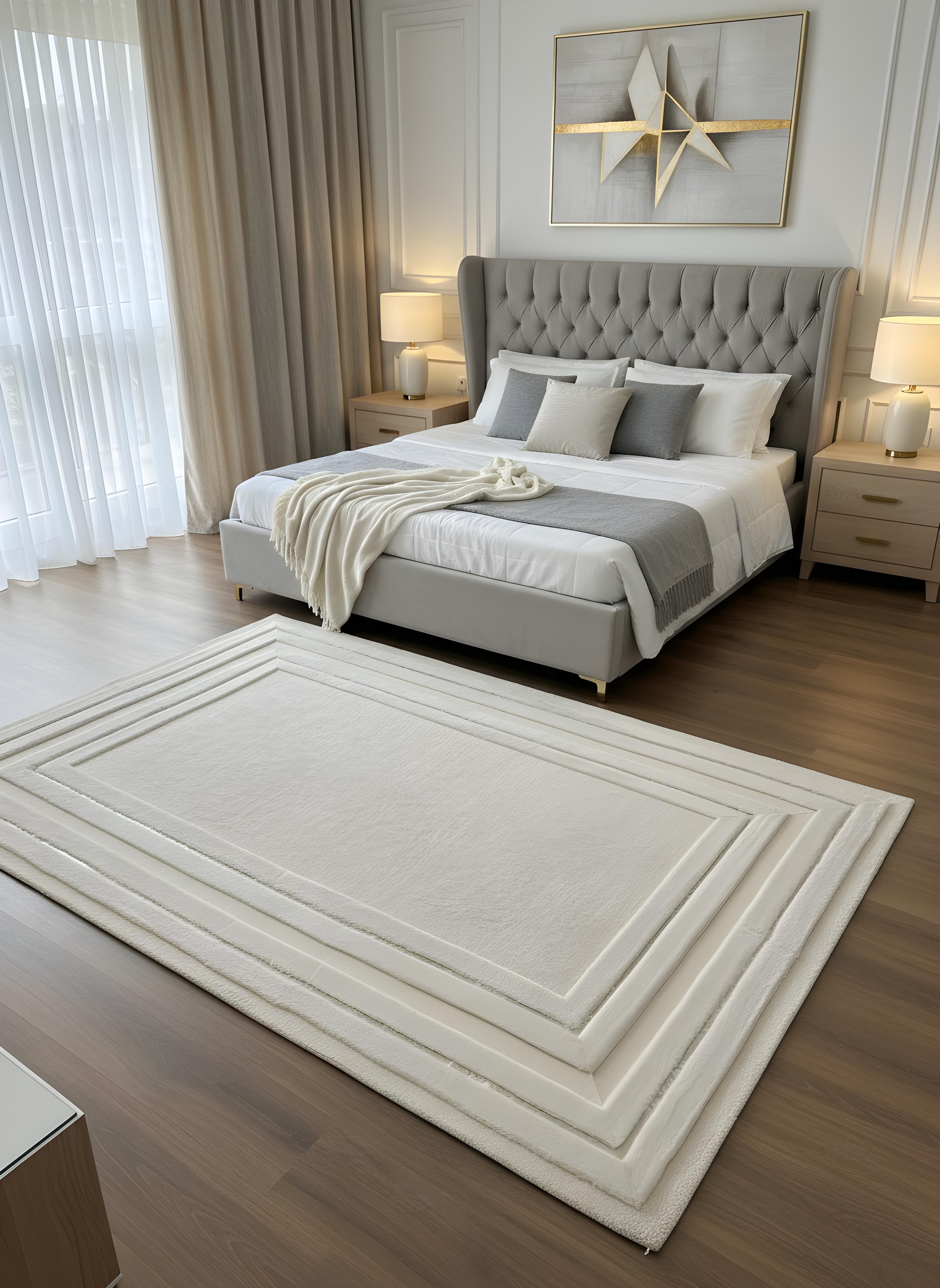 Royal Serisi Safir - El İşçiliği ile Tavşan Post ve Varaklı Deri Dekoratif Halı